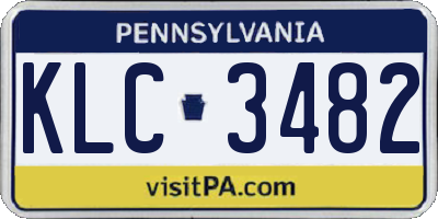 PA license plate KLC3482