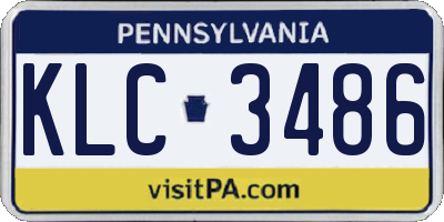 PA license plate KLC3486