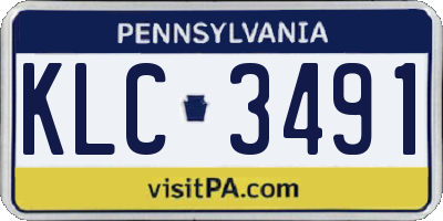 PA license plate KLC3491