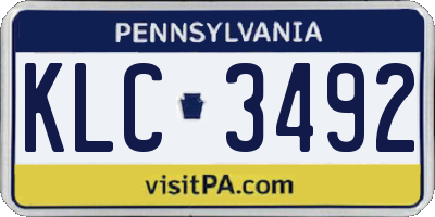 PA license plate KLC3492