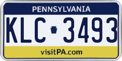 PA license plate KLC3493