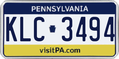 PA license plate KLC3494