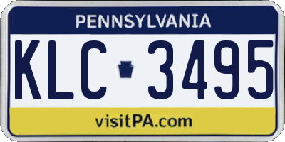 PA license plate KLC3495