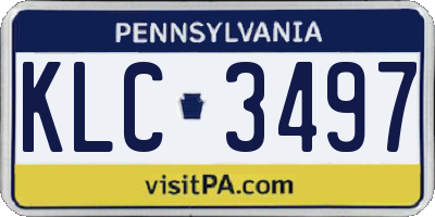 PA license plate KLC3497