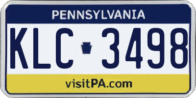 PA license plate KLC3498