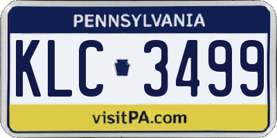 PA license plate KLC3499