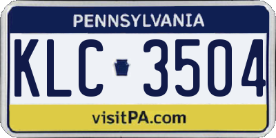 PA license plate KLC3504