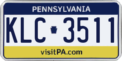 PA license plate KLC3511