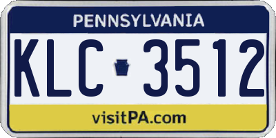 PA license plate KLC3512