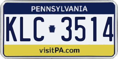 PA license plate KLC3514