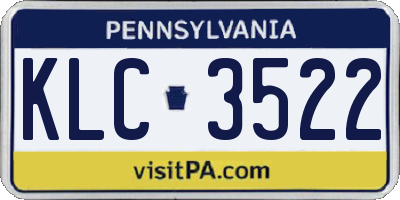 PA license plate KLC3522