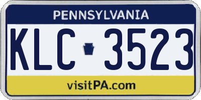 PA license plate KLC3523
