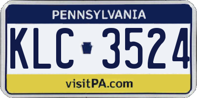 PA license plate KLC3524