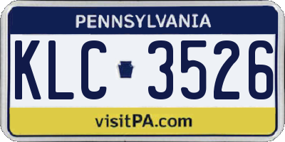 PA license plate KLC3526