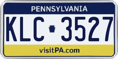 PA license plate KLC3527