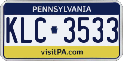 PA license plate KLC3533