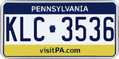 PA license plate KLC3536