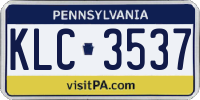 PA license plate KLC3537