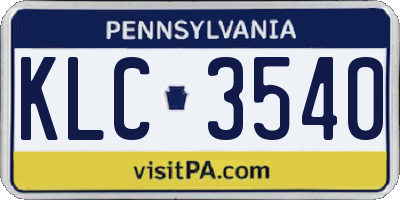 PA license plate KLC3540