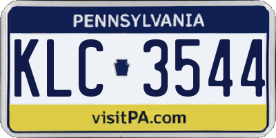 PA license plate KLC3544