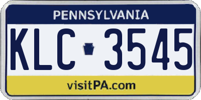 PA license plate KLC3545