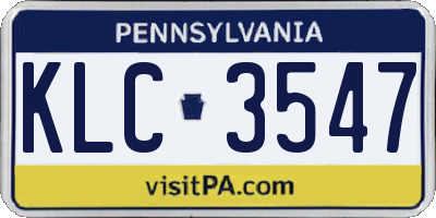 PA license plate KLC3547