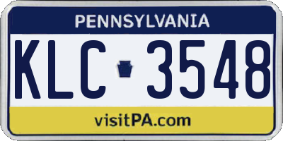 PA license plate KLC3548