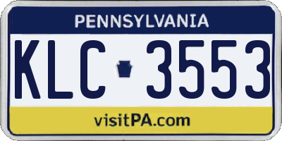 PA license plate KLC3553