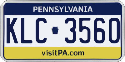 PA license plate KLC3560
