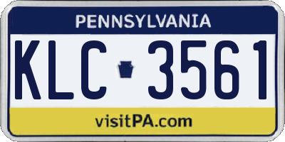 PA license plate KLC3561