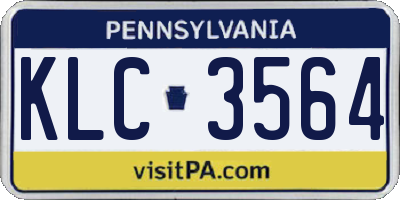 PA license plate KLC3564