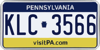PA license plate KLC3566