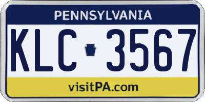 PA license plate KLC3567