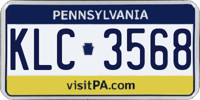 PA license plate KLC3568