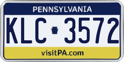 PA license plate KLC3572