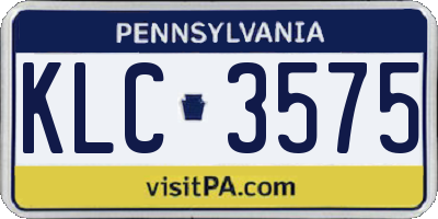 PA license plate KLC3575