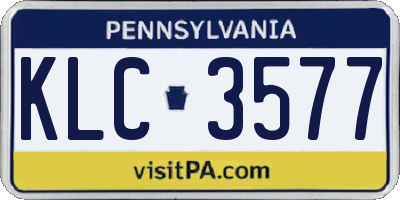 PA license plate KLC3577