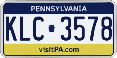 PA license plate KLC3578