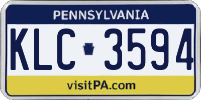 PA license plate KLC3594