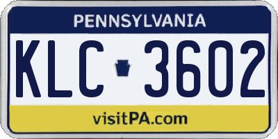 PA license plate KLC3602