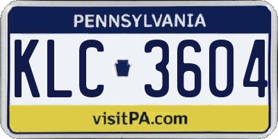 PA license plate KLC3604