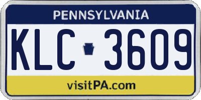 PA license plate KLC3609