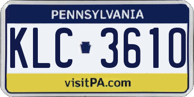 PA license plate KLC3610