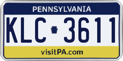 PA license plate KLC3611