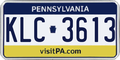 PA license plate KLC3613