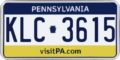 PA license plate KLC3615