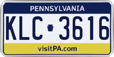 PA license plate KLC3616