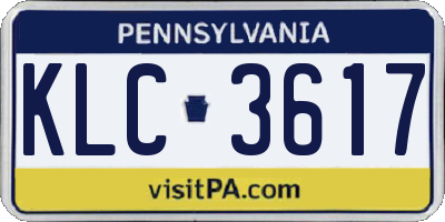 PA license plate KLC3617