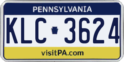 PA license plate KLC3624