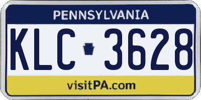 PA license plate KLC3628